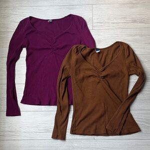 Old Navy Long Sleeve Tops - Purple and Brown